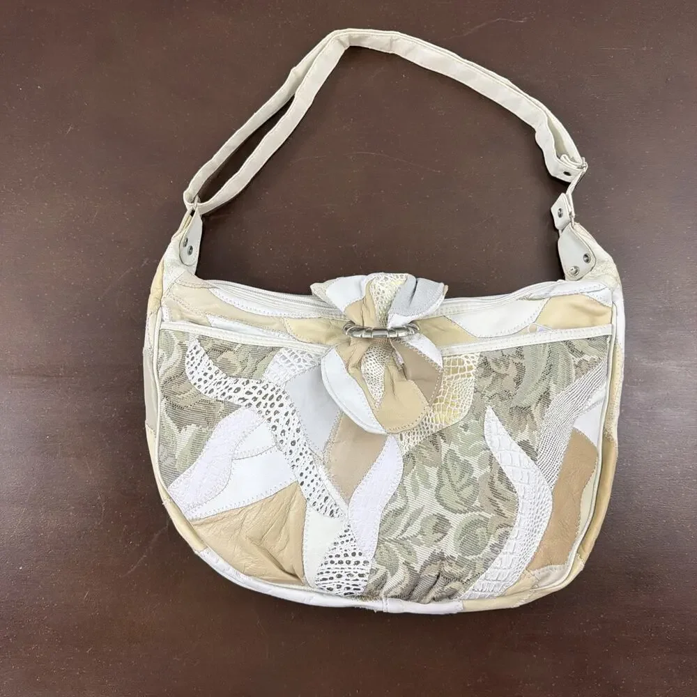 Vtg 80s Cosepiu Patchwork Shoulder Bag Multi Texture Tapestry Hobo As Is NWT